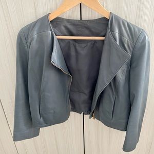 Genuine leather blue jacket Massimo Dutti